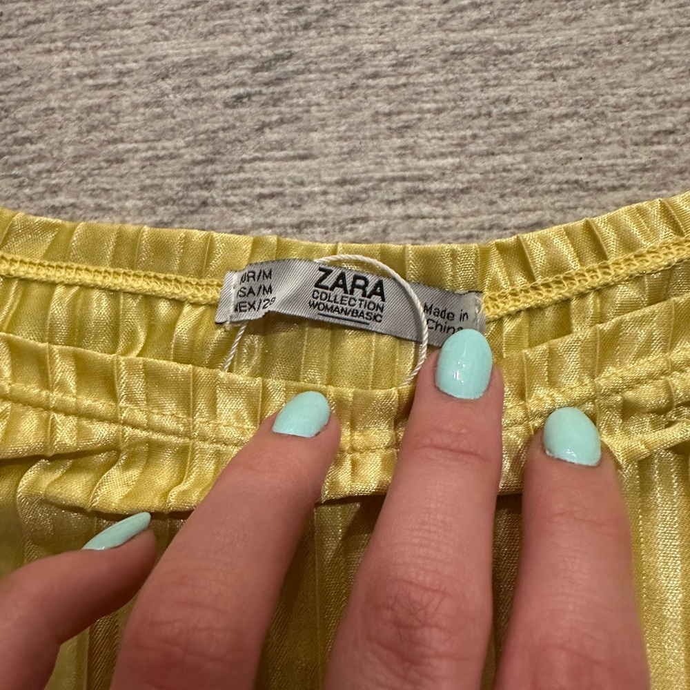 Zara Sunny Yellow Satin Shirt - Picture 2 of 4